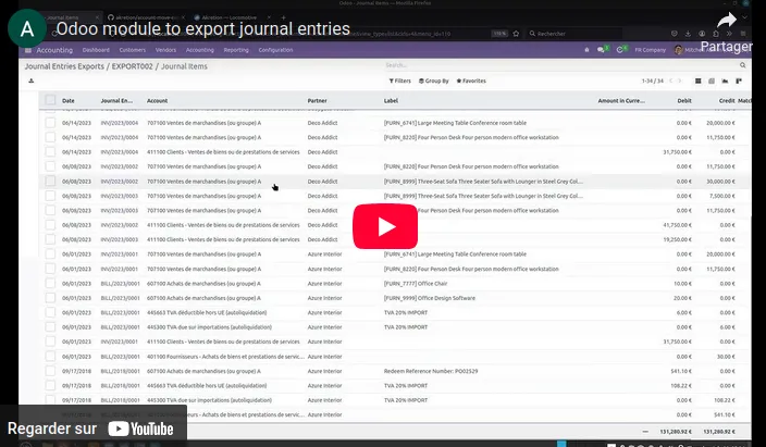 export ecritures comptables avec odoo